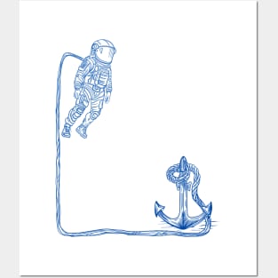 Astronaut tied to an anchor Posters and Art